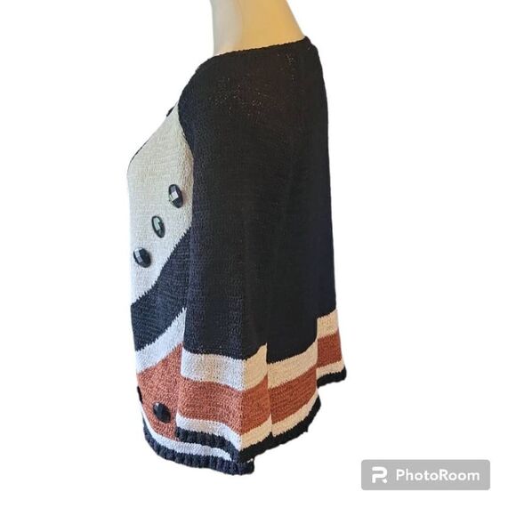 NWT WD-NY Black, White and Brown Single Button Cardigan Size Small - Picture 4 of 6